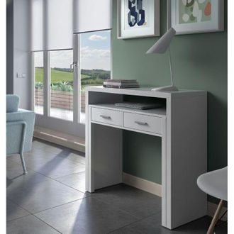 Dmora Scrivania - 2 Cassetti Supporto pc, Bianco, -, 98.5x36x87.5h cm Fargo