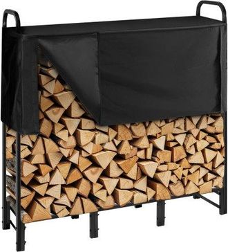 OEM Estante De Almacenamiento De Le&ntilde;a 122 X 32 X 118 Cm Marco De Metal Con Recubrimiento En Polvo Con Media Cubierta Soporte De Le&ntilde;a Carga De 181,4 Kg Par