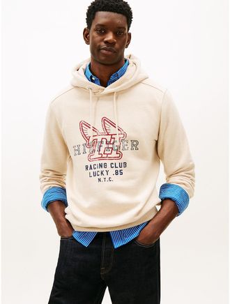 Tommy Hilfiger Mens Hilfiger Racing Logo Hoodie - Beige - L