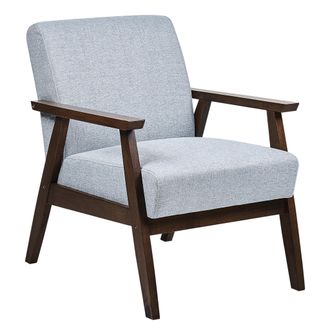 Beliani Beliani - Sill&oacute;n Tapizado En Poli&eacute;ster Gris Dise&ntilde;o Retro Marco De Madera Para Sala De Estar Asnes