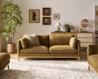 Castlery Owen Sofa, (Basketweave) Caramel (Blonde Oak) for Sofas, Brown, Castlery