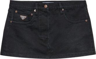 Prada low-rise denim mini-skirt - women - Cotton - 40 - Black