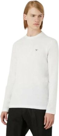 Emporio Armani Rondgebreide Trui - Heren - Truien - Wit - Maat: L Katoen