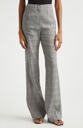 Veronica Beard Jude High Waist Wide Leg Glen Plaid Pants in Black Multi at Nordstrom, Size 14