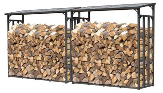 Quick-Star Quick-star - 2 St&uuml;ck Metall Kaminholzregal Anthrazit Xxl 185 X 70 X 185 Cm Garten Kaminholzunterstand 4,6 M&sup3; / 7 Srm Kaminholzlager Stapelhilfe Aussen