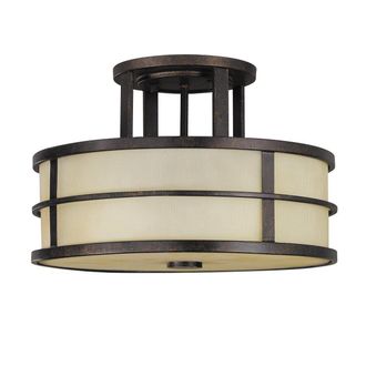 Netlighting Fusion 3 Light Semi Flush Ceiling Light Bronze E27