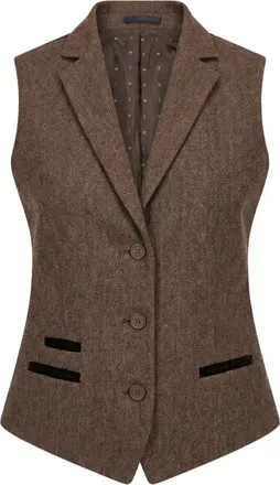 TruClothing Tweed Waistcoat Herringbone Slim Fit Work Office Vest