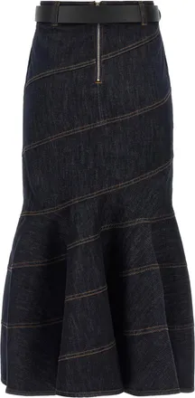 Self Portrait Indigo Denim Mermaid Skirt - Indigo