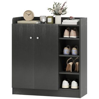 HOMCOM Homcom - Scarpiera Nero Salvaspazio E Moderna In Legno 12 Paia Scarpe