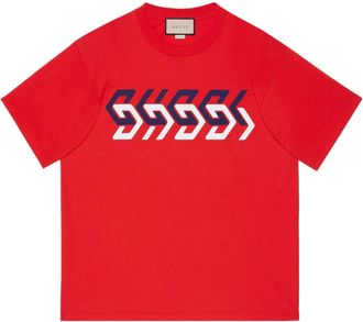 Gucci SS22 Cotton jersey T-shirt with Gucci mirror print Red 616036-XJDV9-6229