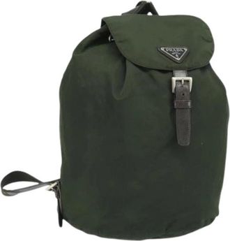 Prada Pre-owned Vintage Rugzak - Dames - Vintage Rugzakken - Groen - ONE Size - Leer - Vintage