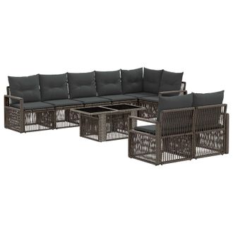 vidaXL Conjunto De Sof&aacute;s De Jard&iacute;n 9 Uds. Gris Y Gris Oscuro Vidaxl