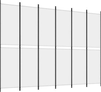 vidaXL Biombo Divisor De 6 Paneles De Tela Blanco 300x220 Cm Vidaxl