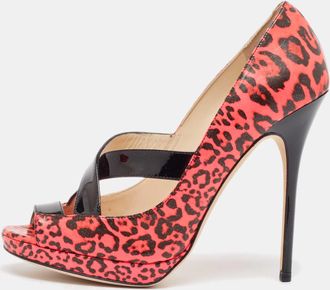 Jimmy Choo London Pink Patent Leather Gesture Peep Toe Pumps