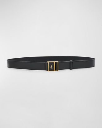 Saint Laurent Cassandre YSL Buckled Leather Belt