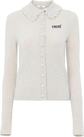 Chlo&eacute; Crocheted Collar Wool Cardigan