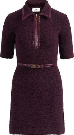 Elisabetta Franchi Abito in maglia boucl&eacute; con det - Dames - Korte kleedjes - Paars - S - Kleedjes