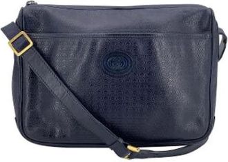 Gucci Pre-owned Cross Body Bags, female, Blue, Size: ONE SIZE Pre-owned Canvas Cross Body Bag