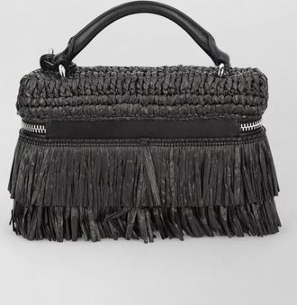 Michael Kors shoulder bag woven texture fringe top handle