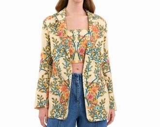 Rebecca Taylor Womens Cleo Printed Blazer In Buttercream Multi