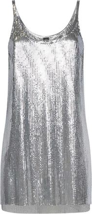 Paco Rabanne Zilveren Pixel Mesh Top - Dames - Tops zonder mouwen - Grijs - M - Leer - Tops
