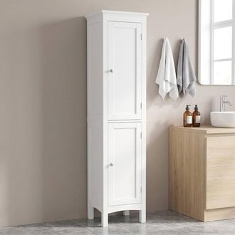 STILVORA Bathroom Storage Cabinet 5 Tier with Double Doors White