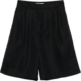 Frankie Shop Marfa Pleated Fluidtwill Bermuda - Dames - Bermuda - Zwart - L - Leer - Korte Broeken