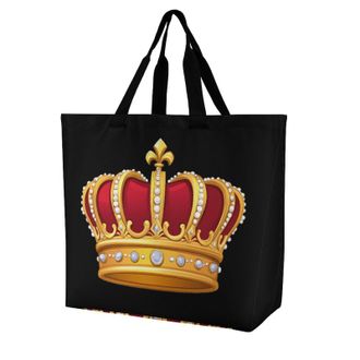 Generic King And Crowned Large Reusable Shopping Bag Lightweight Foldable Tote Bags Washable Shoulder Handbag