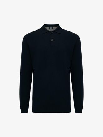 Genti Longsleeve Button Polo | Zwart