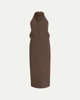 Khaite Roxanne Draped Halter Backless Midi Dress