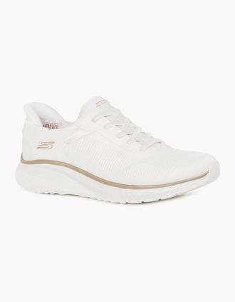 Skechers Womens Bobs Squad Chaos Slip In Trainers - Wtgd White Gold Tex - Size: 5
