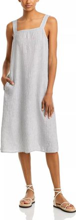 Eileen Fisher Square Neck Linen Dress In Multicolor