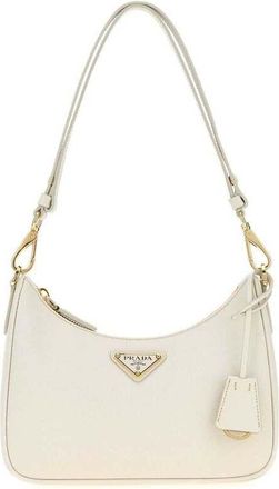 Prada Ivory Leather Mini Prada Re-Edition Shoulder Bag Talco 1 + Oro Borse A Mano