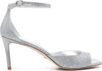 Stuart Weitzman Zilveren Sandalen met Hak - Dames - Sandalen met hakken - Grijs - 39 EU - Leer - Schoenen