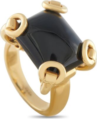 Gucci Pre-Owned Gucci 18K Yellow Gold Onyx Ring 5170