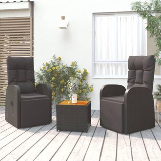 Berkfield Home 3 Piece Garden Lounge Set Black Poly Rattan&Solid Wood Acacia