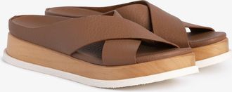 Pedro Garcia Slide flat anatomical sandal in black leather and wood wedge | Bulma | Spring Summer 26 |PEDRO GARCIA