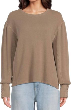 Free People Relaxed Fit Lapis Cuff Long Sleeve Top In Fossil Dune