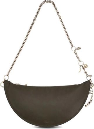 Chlo&eacute; Lamsleren Schoudertas met Gelamineerd Logo - Dames - Schoudertassen - Zwart - ONE Size - Leer - Tassen