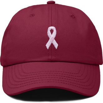 Dalix Pink Ribbon Dad Cap in Maroon at Nordstrom