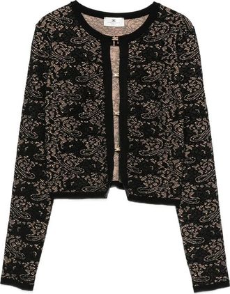 Elisabetta Franchi Lace-pattern Logo-plaque Sweater