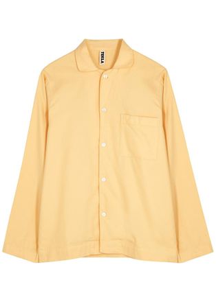Tekla Unisex Yellow Flannel Pyjama Top, Top, 100% Organic Cotton - S