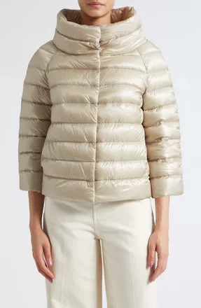 Herno Sofia Iconic Down Crop Puffer Jacket in 1985 Chantilly at Nordstrom, Size 50