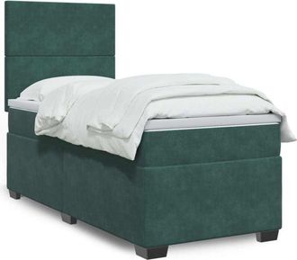 vidaXL Cama Box Spring Con Colch&oacute;n Terciopelo Verde Oscuro 80x200 Cm Vidaxl