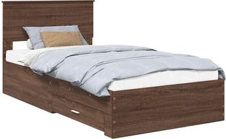 vidaXL Bed Frame Brown Oak and Silver 100 x 200 cm Engineered Wood vidaXL