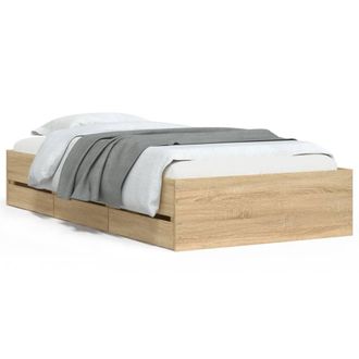 Berkfield Home Bed Frame with Drawers without Mattress Sonoma Oak 100x200 cm in Light Tan