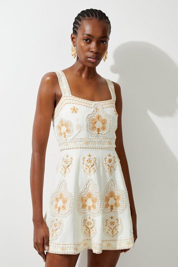 sachin and babi light blue dress Touché Privé EMBROIDERED DRESS WITH SHELL BUTTON - Maxi dress - navy  blue/dark blue main image 1