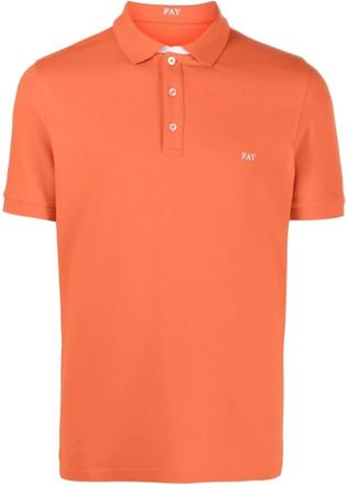 Fay Bicolor Polo Shirt - Heren - Polos - Oranje - S - Tops