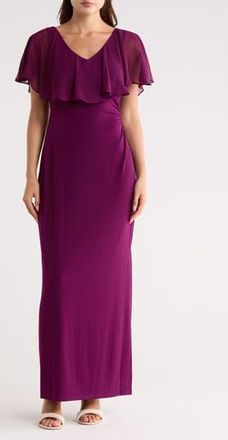 Connected Flutter Sleeve V-Neck Dress in Dark Plum at Nordstrom Rack, Size 16
