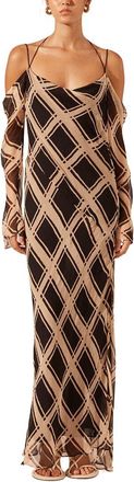 Shona Joy Rico Off The Shoulder Tie Maxi Dress